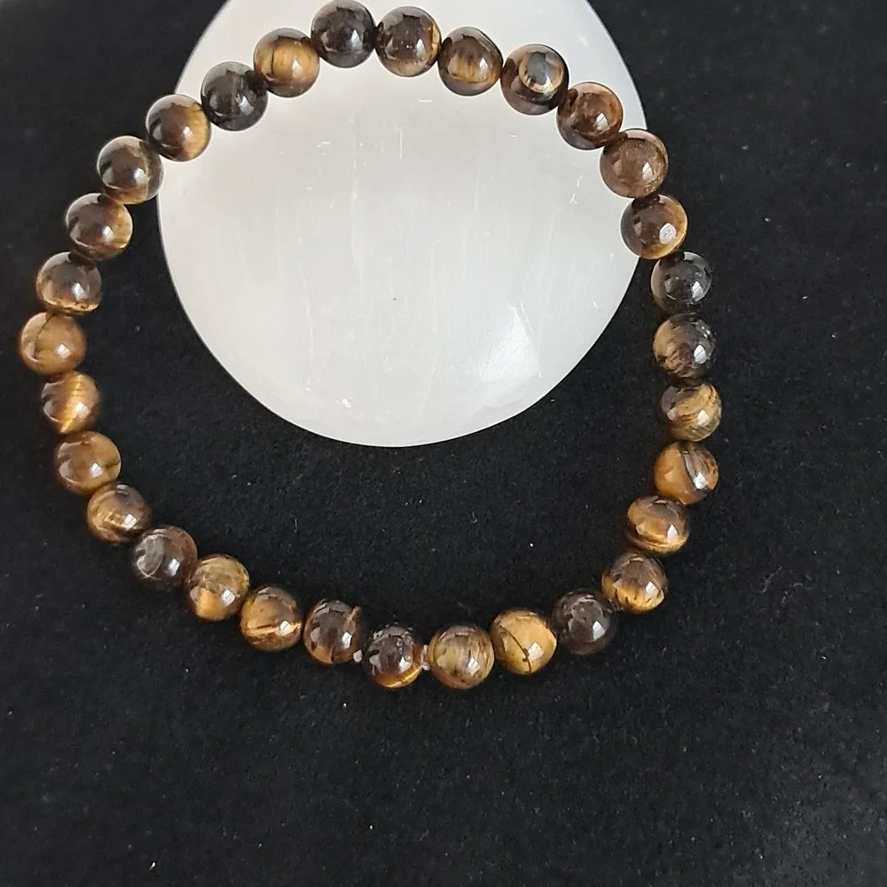 Tigers Eye‎ Natural Crystal Stone Stretchy Bracelet. 6MM Bead Size.